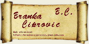 Branka Ćiprović vizit kartica